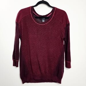 DKNY jeans Maroon Open Knit Crewneck Sweater‎ Large